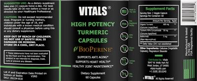 High Potency Turmeric Capsules label