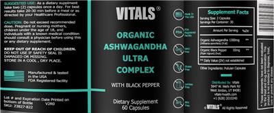 Organic Ashwagandha Ultra Complex label