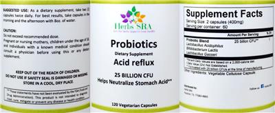 Probiotics Acid Reflux 25 Billion CFU label
