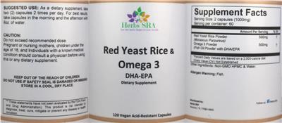 Red Yeast Rice & Omega 3 label