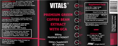 Premium Green Coffee Bean Extract with GCA 800 mg label