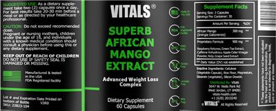 Superb African Mango Extract label
