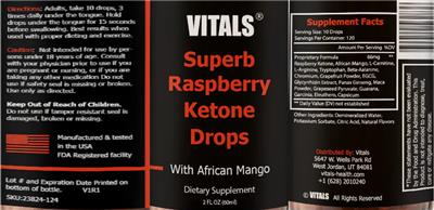 Superb Raspberry Ketone Drops label