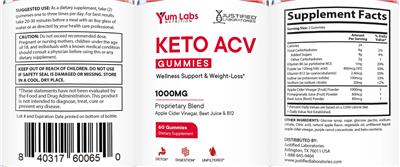 Yum Labs Nutrition Keto ACV Gummies label