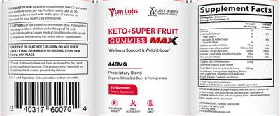 Yum Labs Nutrition Keto + Super Fruit Gummies Max label