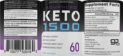 Advanced Keto 1500 label
