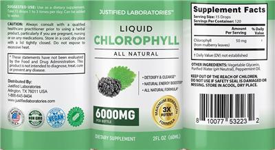 Liquid Chlorophyll 6000 mg label