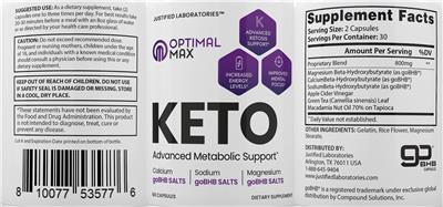 Optimal Max Keto label
