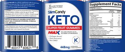 SlimCandy Keto Super Fruit Gummies Max label