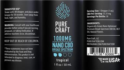 Nano CBD Broad Spectrum 1000 mg Tropical label