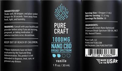 Nano CBD Broad Spectrum Tincture 1000 mg Vanilla label