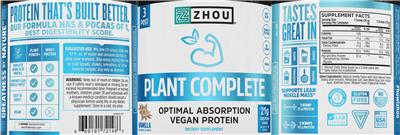 Plant Complete Vanilla Natural Flavor label