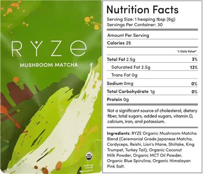 Mushroom Matcha label