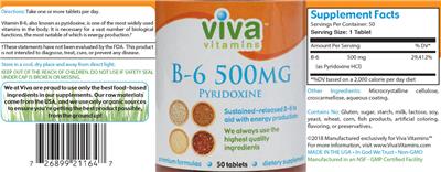 B-6 500 mg label