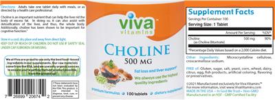 Choline 500 mg label