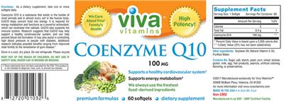 Coenzyme Q10 100 mg label