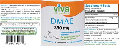 DMAE 320 mg label