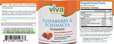 Elderberry & Echinacea Gummies Natural Raspberry Flavor label