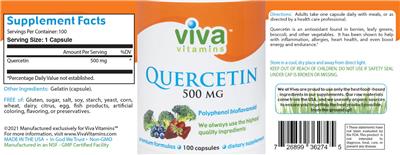 Quercetin 500 mg label