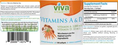 Vitamins A 3,000 mcg & D 10 mcg label