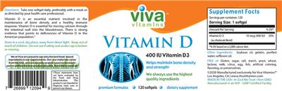 Vitamin D 400 IU label
