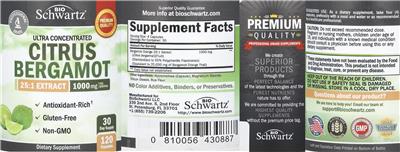 Citrus Bergamot 1000 mg label