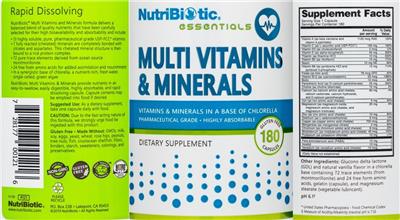 Multi Vitamins & Minerals label