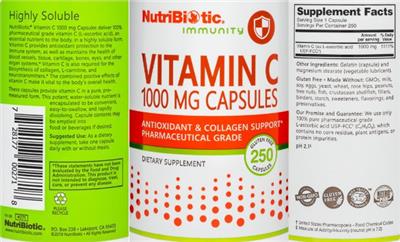 Vitamin C 1000 mg Capsules label