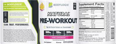 Natural Pre-Workout Pink Lemonade label
