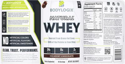 Natural Whey Decadent Chocolate label