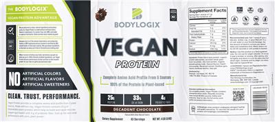 Vegan Protein Decadent Chocolate label