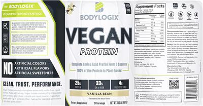 Vegan Protein Vanilla Bean  label