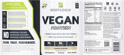 Vegan Protein Vanilla Bean label