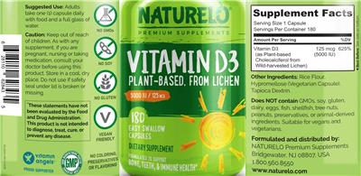 Vitamin D3 5000 IU/125 mcg label