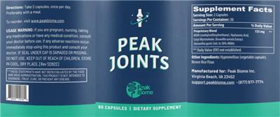 Peak Joints label