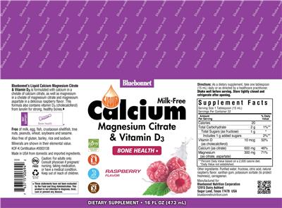 Liquid Calcium Magnesium Citrate & Vitamin D3 Raspberry Flavor label