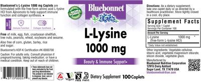 L-Lysine 1000 mg label