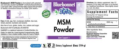 MSM Powder label
