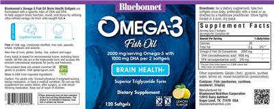 Omega-3 Fish Oil Brain Health Lemon Flavor label