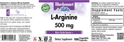 L-Arginine 500 mg label