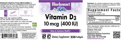 Vitamin D3 10 mcg (400 IU) label