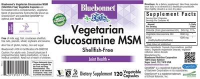 Vegetarian Glucosamine MSM label