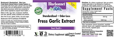 Standardized Odor-Less Fresh Garlic Extract label