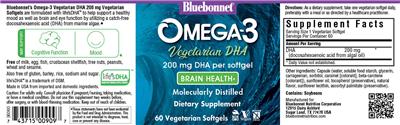 Omega-3 Vegetarian DHA 200 mg label