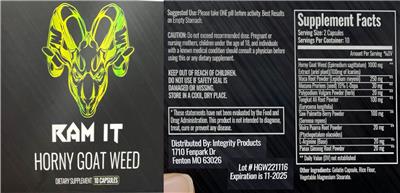Ram It Horny Goat Weed label