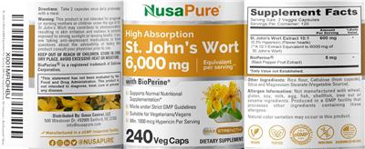 St. John's Wort 6,000 mg label