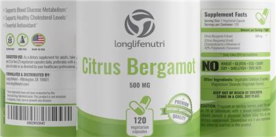 Citrus Bergamot 500 mg label