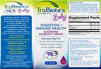 Baby Soothing Probiotic Drops label