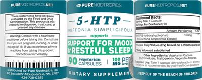 5-HTP 100 mg label