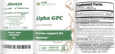 Alpha GPC 250 mg label